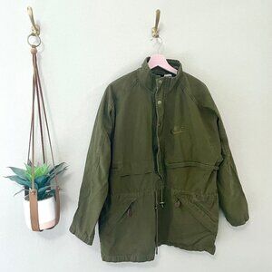 Nike for Champs Sports Vintage Green Canvas Tie Waist Plaid Liner Jacket Men S